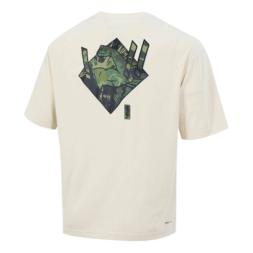 Men's Jordan Dri-FIT Zion Basketball Sports Printing Knit Round Neck Short Sleeve Creamy White T-Shirt DH0593-234