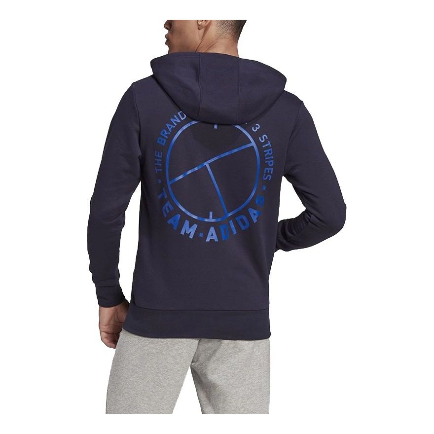Men's adidas Logo Printing Sports Tennis Pullover Navy Blue FU0071