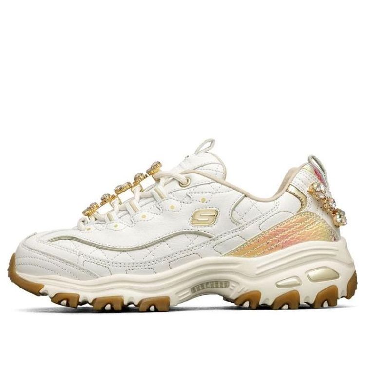 (WMNS) Skechers D'lites 1.0 White/Gold 149246-WHT