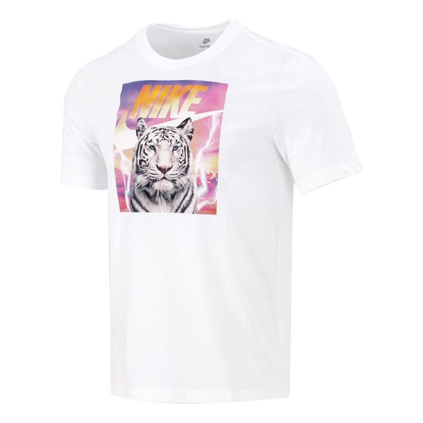 Men's Nike Printing Sports Breathable Round Neck Short Sleeve White T-Shirt DJ1406-100