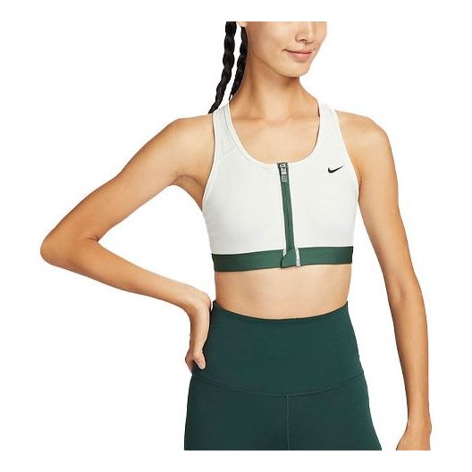 (WMNS) Nike Swoosh Medium-Support Padded Zip-Front Sports Bra 'White Green' FQ0696-121