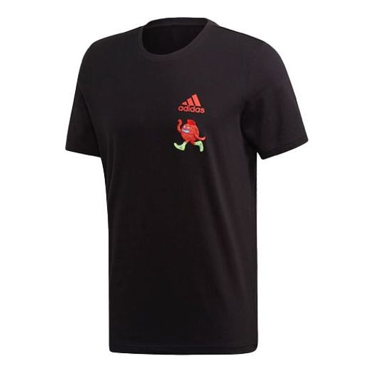 adidas Embroidery Casual Sports Round Neck Short Sleeve Black FP8459