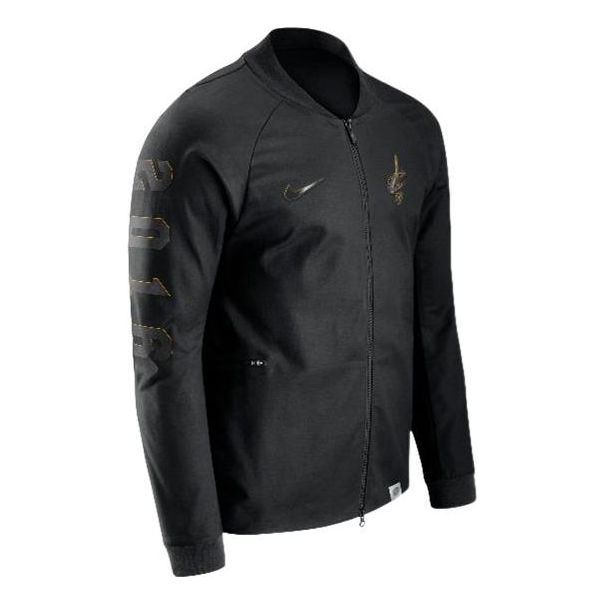 Nike NBA Cleveland Cavaliers Solid Color Alphabet Numeric Stand Collar Zipper Jacket Black 860792-010
