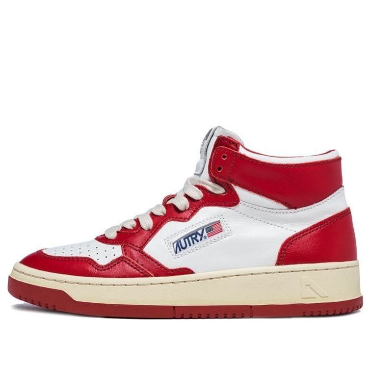 (WMNS) Autry Medalist Mid Leather Sneakers Two-Toned 'White Red' AUMW-WB02