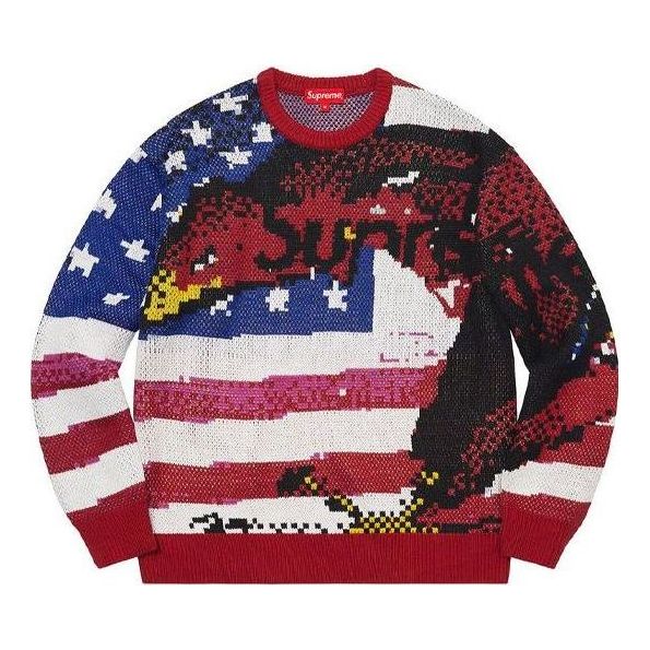 Supreme Digital Flag Sweater 'Red White Blue' SUP-SS21-518