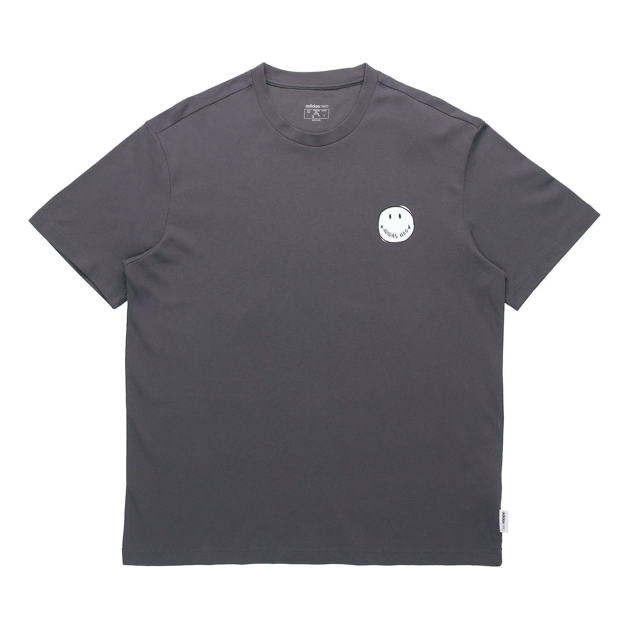 adidas neo W Smly Tee 4 Smiling Face Printing Sports Round Neck Short Sleeve Gray GP5788