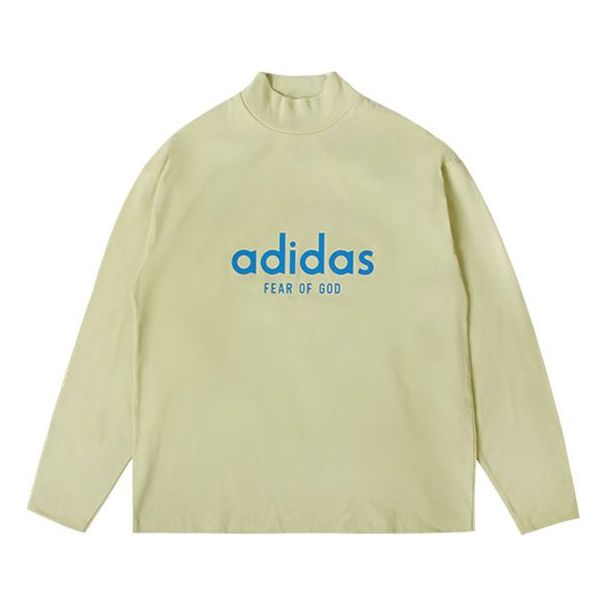 Men's adidas x Fear of God Crossover Alphabet Logo Round Neck Long Sleeves Autumn Green T-Shirt HM8111