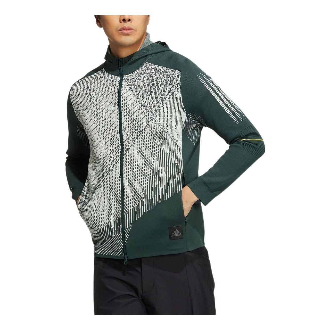 Men's adidas Primeknit Jkt Multicolor Zipper Cardigan Hooded Long Sleeves Jacket Green HG4132