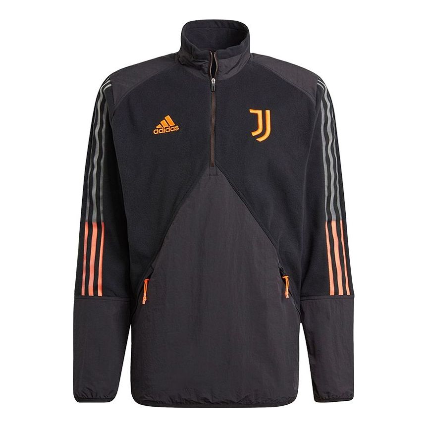 adidas Juventus Soccer/Football Sports Contrast Color Stitching Round Neck Pullover Black GK8603