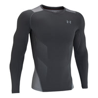 Men's Under Armour HeatGear Vent Logo Printing Round Neck Long Sleeves Gray 1362453-012