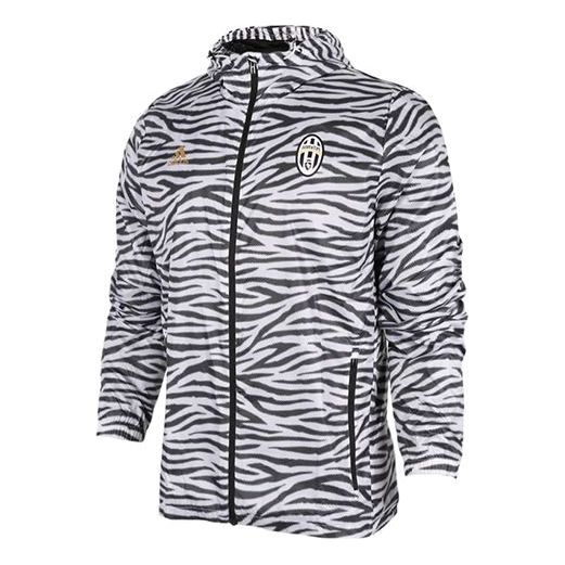 adidas Juventus Zebra Woven hooded track Jacket Black White AZ5338