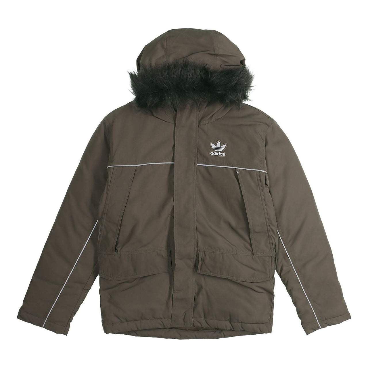 adidas originals Men's Leisure Sports Windproof Ultra Warm Hooded Down Jacket Brown FL1418