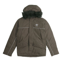 adidas originals Men's Leisure Sports Windproof Ultra Warm Hooded Down Jacket Brown FL1418