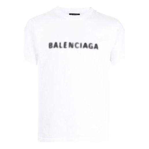 Balenciaga Blurred Logo T-Shirt 'White Black' 661705TKVD59040