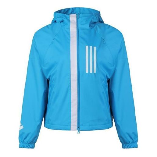 (WMNS) adidas Hooded Track Jacket Blue DZ0035