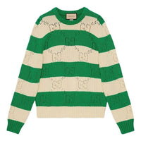 Gucci GG Lace Striped Knit Sweater 'Beige Green' 729536-XKC0T-9762