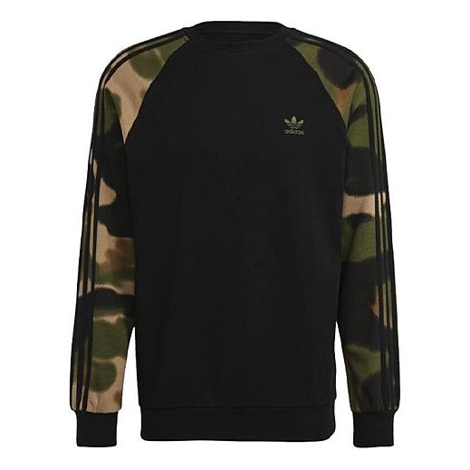 adidas originals Camo Stripes Crew Casual Sports Sweater Men's Black GN1858