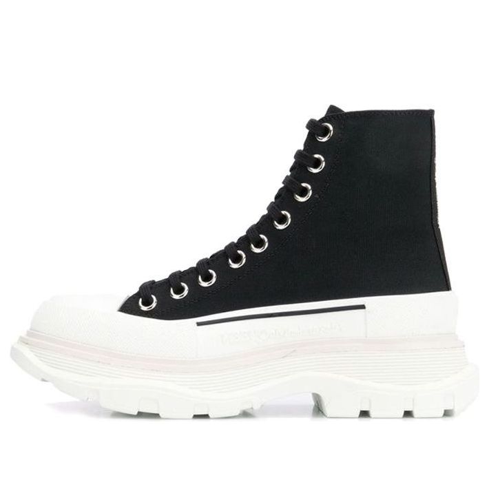 (WMNS) Alexander McQueen Tread Slick Boots 'Black White' 611706W4L321070