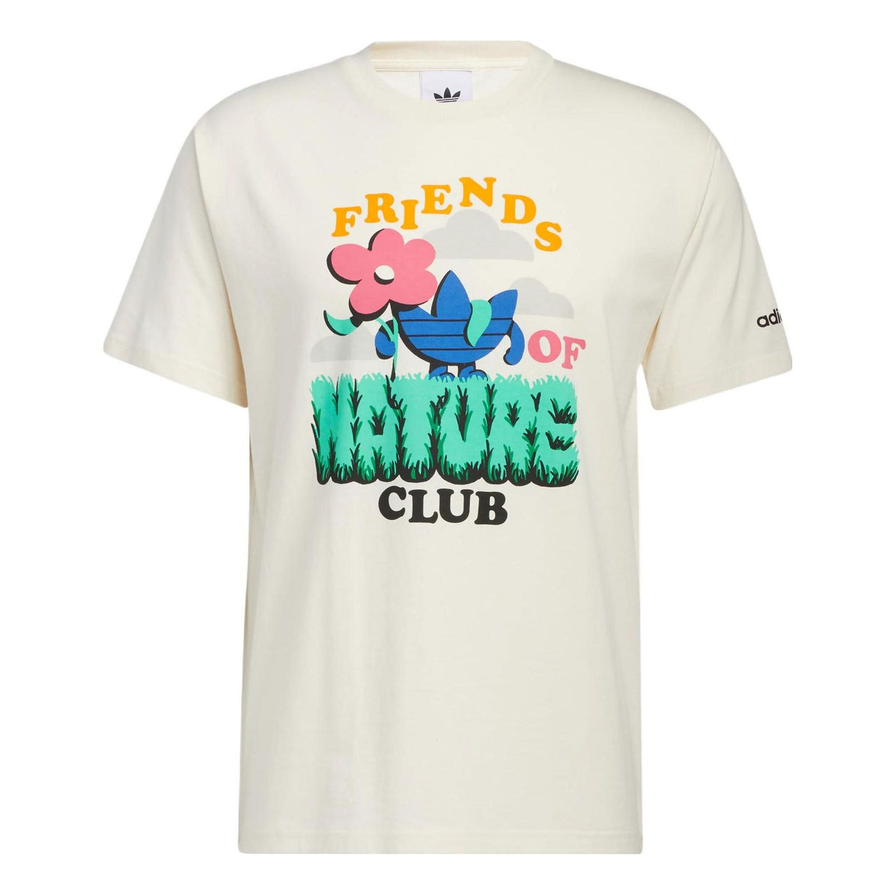 Men's adidas originals Cartoon Florets Alphabet Printing Round Neck Sports Short Sleeve Creamy White T-Shirt HC2141