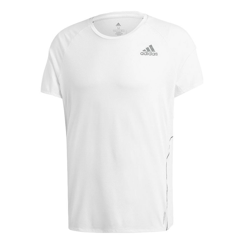 adidas Adi Runner Tee Reflective Running Sports Short Sleeve White GQ1346