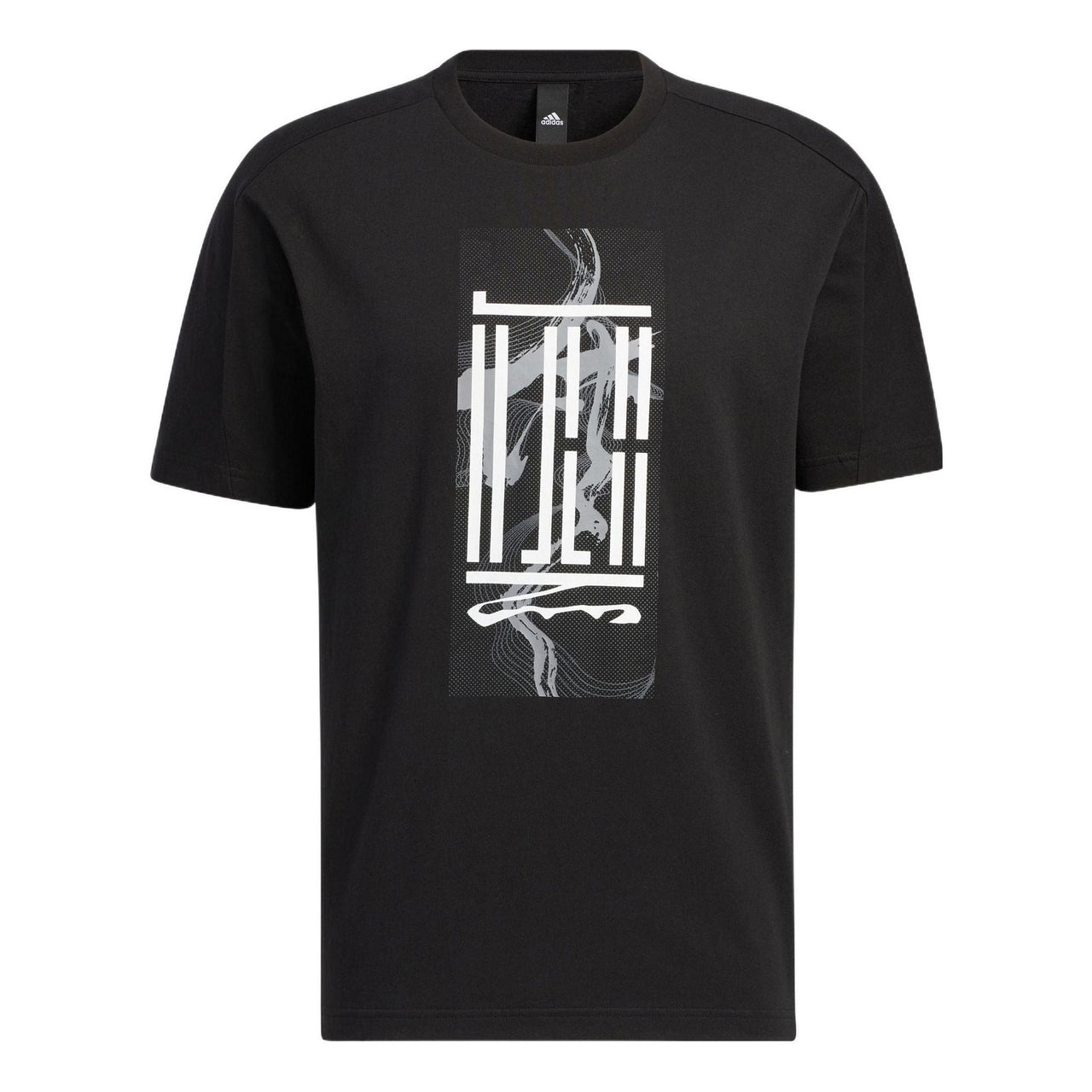 adidas WJ GFX LOGO Sports Round Neck Pullover Short Sleeve Black HI6858