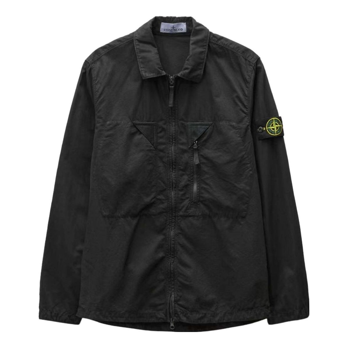 STONE ISLAND Brushed Cotton Canvas Zip Shirt Jacket 'Black' 7815106WN-V0129