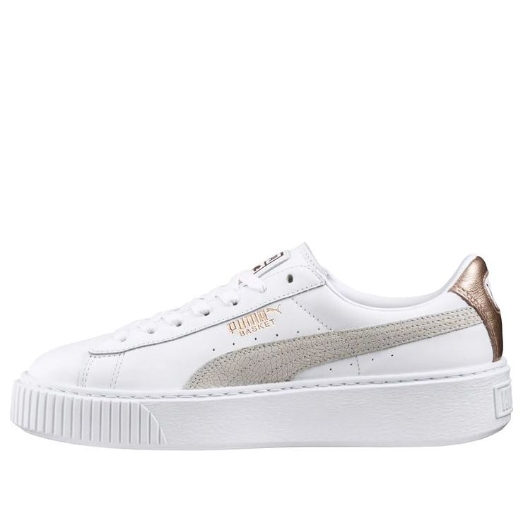 (WMNS) PUMA Basket Platform Euphoria RG 'White Gray Gold' 366814-02