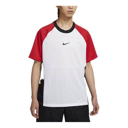 Men's Nike Contrast Color Stitching Round Neck Pullover Short Sleeve Colorblock T-Shirt CU4122-100