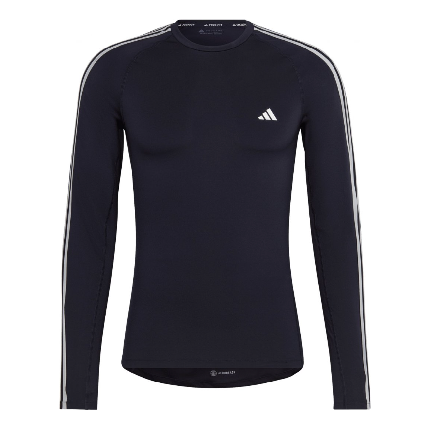 adidas Techfit 3-Stripes Long Sleeve Training Shirt 'Navy' HJ9912