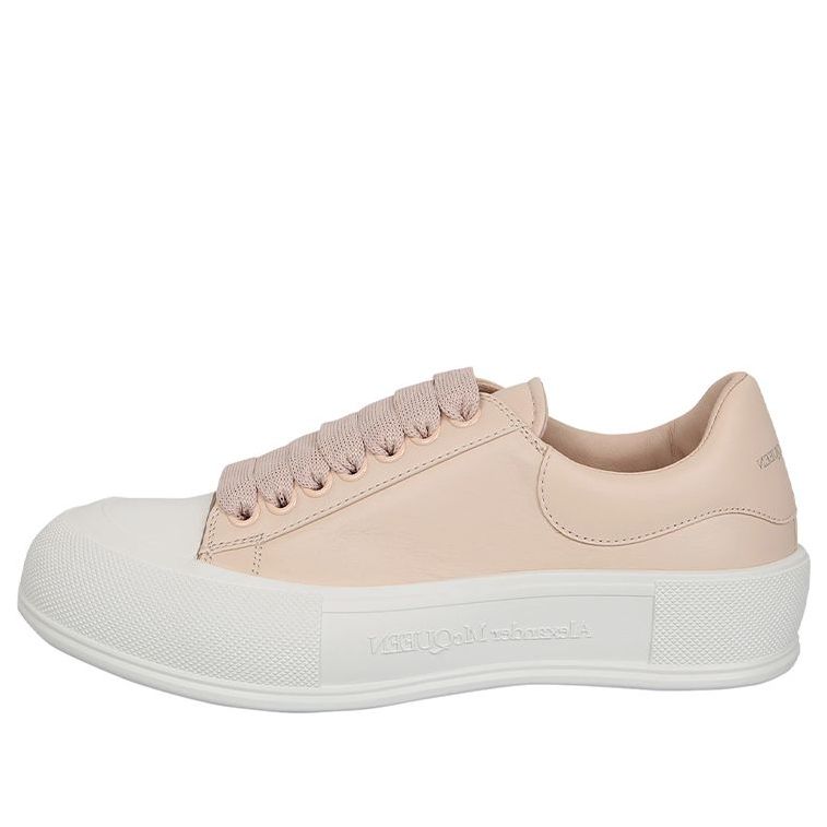 (WMNS) Alexander McQueen Deck Plimsoll Lace-Up Sneakers 'Peach White' 667245WIAB66835