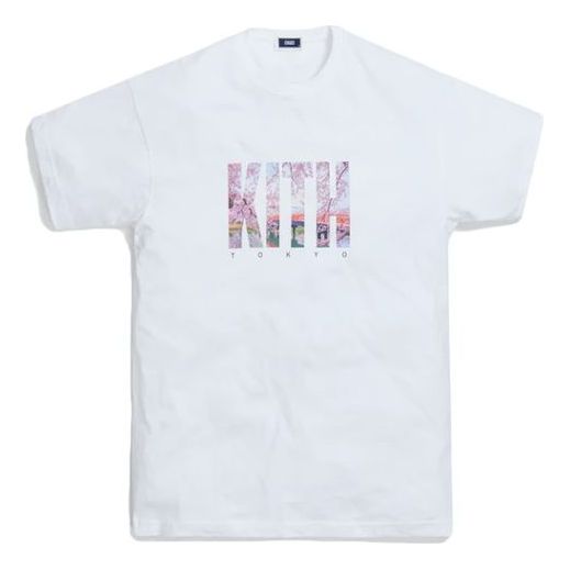 KITH Tokyo Landmark Tee Sakura Limited Crossover Logo Printing Short Sleeve Unisex White KH3774-101