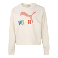 (WMNS) PUMA Classics Metallic Logo Crew TR Round-neck SweatshirtBeige 535276-99