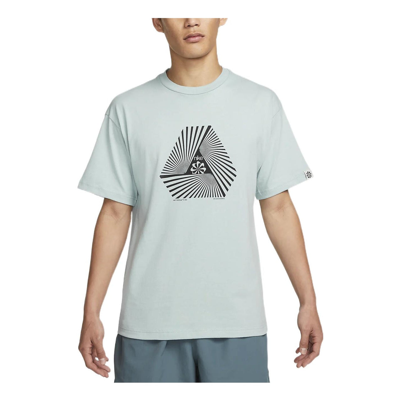 Men's Nike Geometry Pattern Printing Round Neck Pullover Short Sleeve Green T-Shirt DV0679-366
