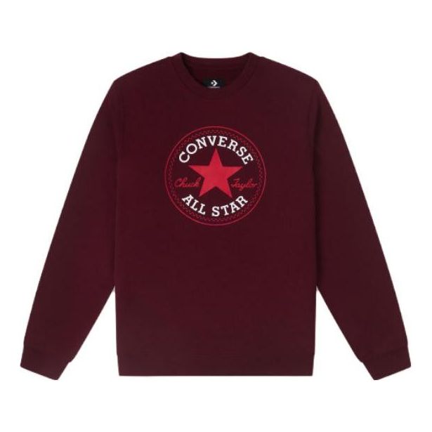 (WMNS) Converse Go-To All Star Patch Standard-Fit Fleece Crew Sweatshirt 'Burgundy' 10025472-A06