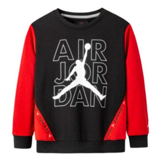 (GS) Air Jordan Logo Printed Sweatshirt 'Black Red' JD2232016GS-001