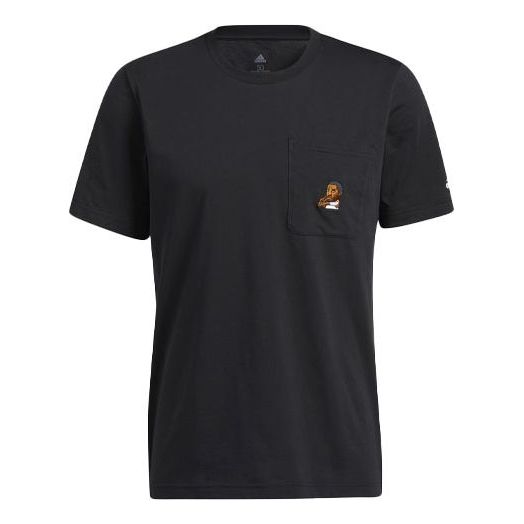 adidas Dame Avatar Pkt Lillard Basketball Sports Pocket Loose Round Neck Short Sleeve Black GP3435