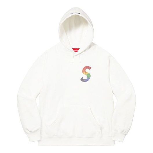 Supreme x Swarovski S Logo Hooded Sweatshirt 'White' SUP-SS21-583