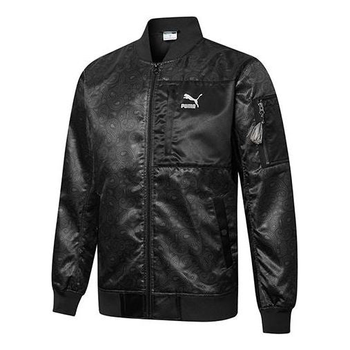 PUMA Paisley Logo cashew aviator Jacket Black 534971-01