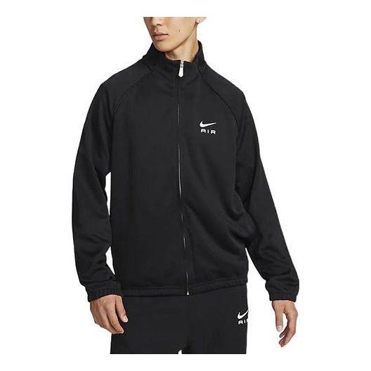 Men's Nike Contrasting Colors Large Logo Zipper Stand Collar Casual Sports Jacket Black DQ4222-010