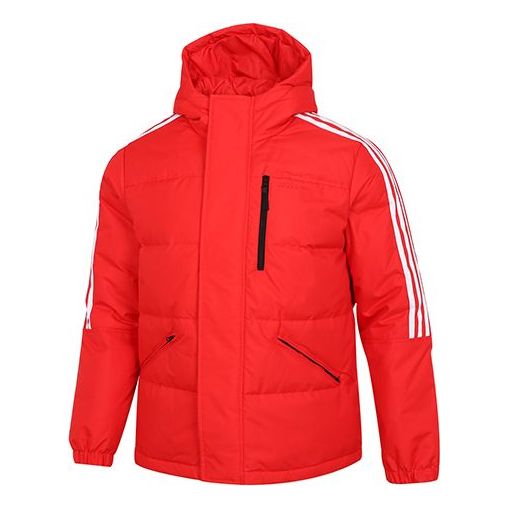 adidas neo M Dwn Wnt Prka Stay Warm Windproof hooded down Jacket Red H45279