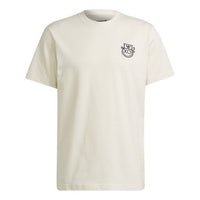 Men's adidas originals SS22 Back Pattern Printing Round Neck Short Sleeve White T-Shirt HL9240