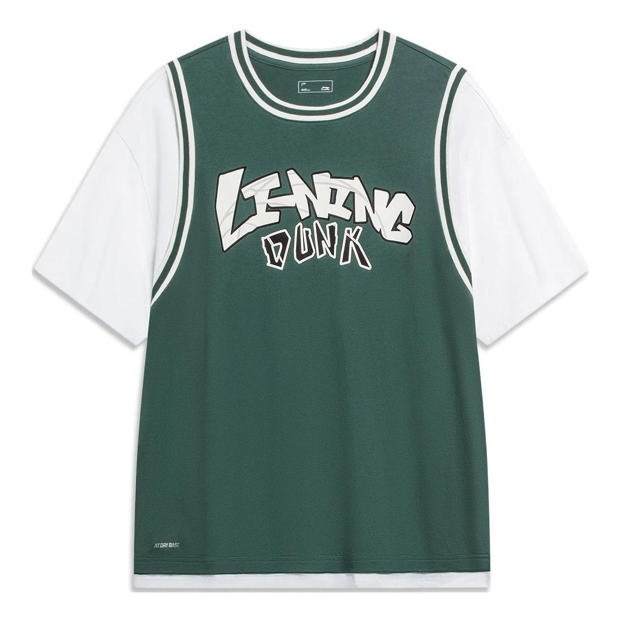 Li-Ning Hoops Graphic Faux Two Piece T-shirt 'Green White' AHST573-3