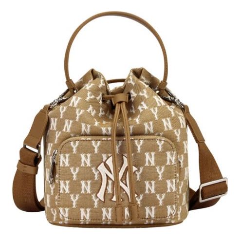 MLB Retro Full Print Series NY New York Yankees Drawstring Shoulder Messenger Bag Khaki 32BG34111-50B