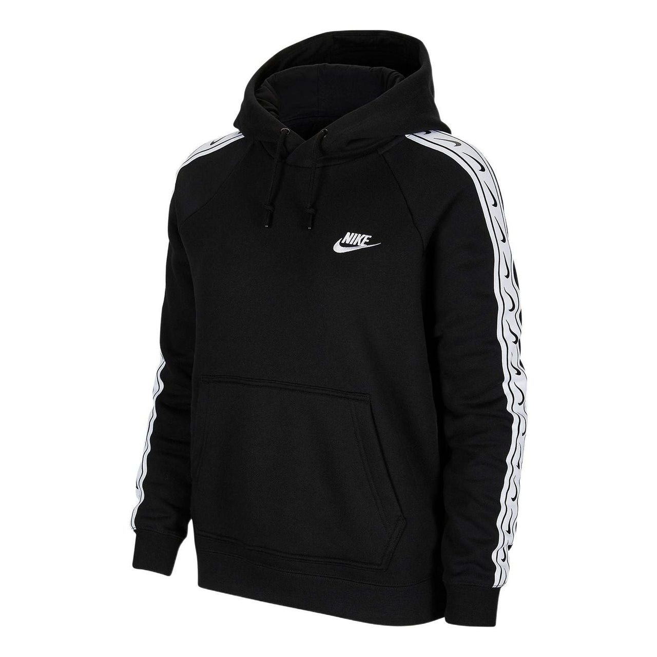 (WMNS) Nike Club Woven Allover Print Hoodie 'Black' CU9262-010
