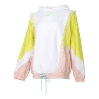 (WMNS) Nike Sportswear New Year Contrast Color Stitching Lace Fleece Lined Stay Warm Pullover Hoodie White DH1371-107