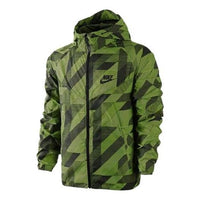 Nike Splicing Chest Brand Logo Geometry Pattern Printing hooded track Jacket Green 687564-702