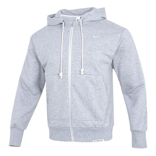 Men's Nike Solid Color Printing Logo Zipper Hooded Running Gym Jacket Gray DQ5817-063