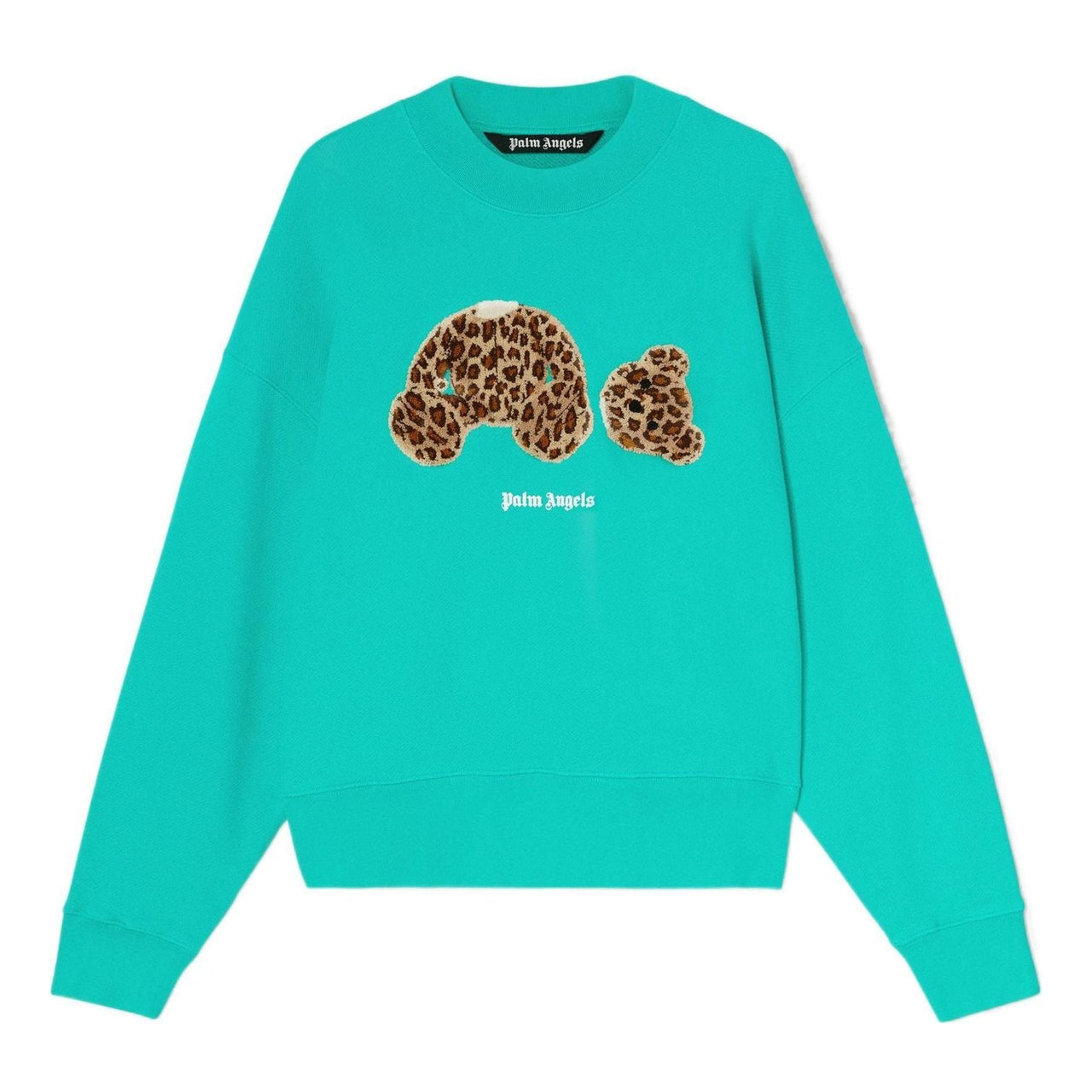 Palm Angels SS22 Leopard Bear Crewneck 'Forest Green Brown' PMBA026S22FLE0075760