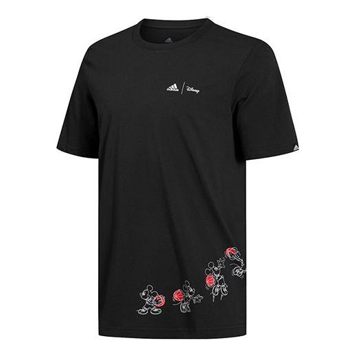 adidas Logo Alphabet Printing Round Neck Short Sleeve Black GL3221