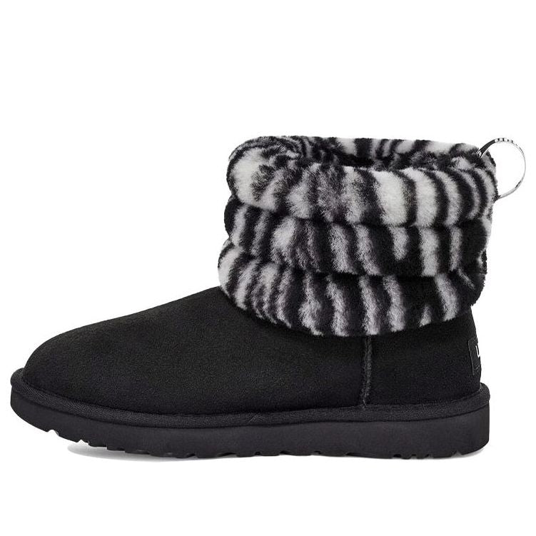 (WMNS) UGG Fluff Mini Quilted Leopard Zebra 1112439-BWHT